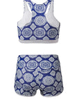 Dark Blue 3pcs Beach Sporty Racerback Tankini Swimsuit- Free Shipping