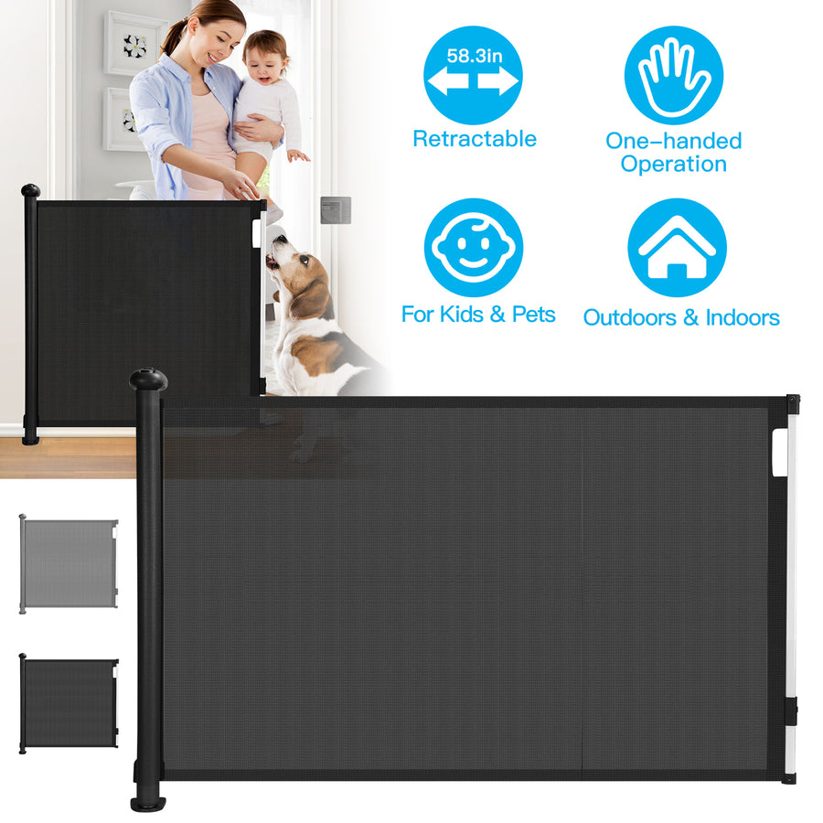 Retractable Baby Security Gate Door 58.3in Extra Wide Stair Gate for Toddlers Dogs Baby Gate with Punch Kit Punch-free Kit for Doorway Hallway Indoor