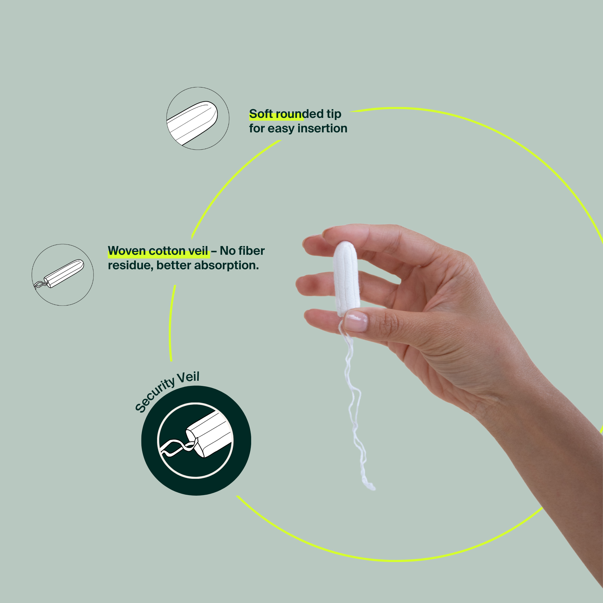 100% Organic Cotton Non-Applicator Tampons (Regural)