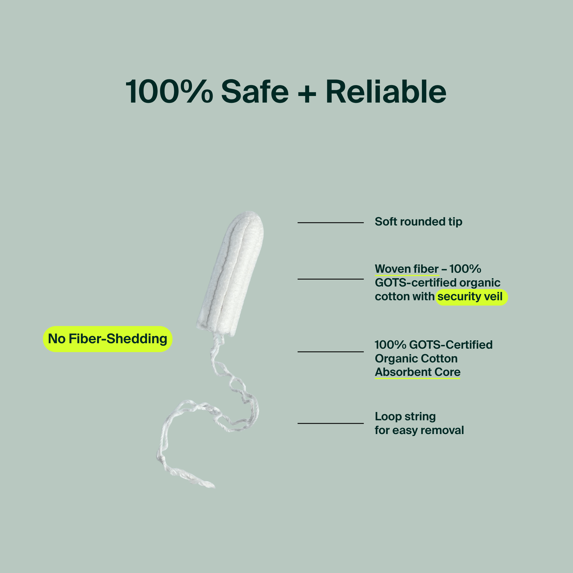 100% Organic Cotton Non-Applicator Tampons (Super)