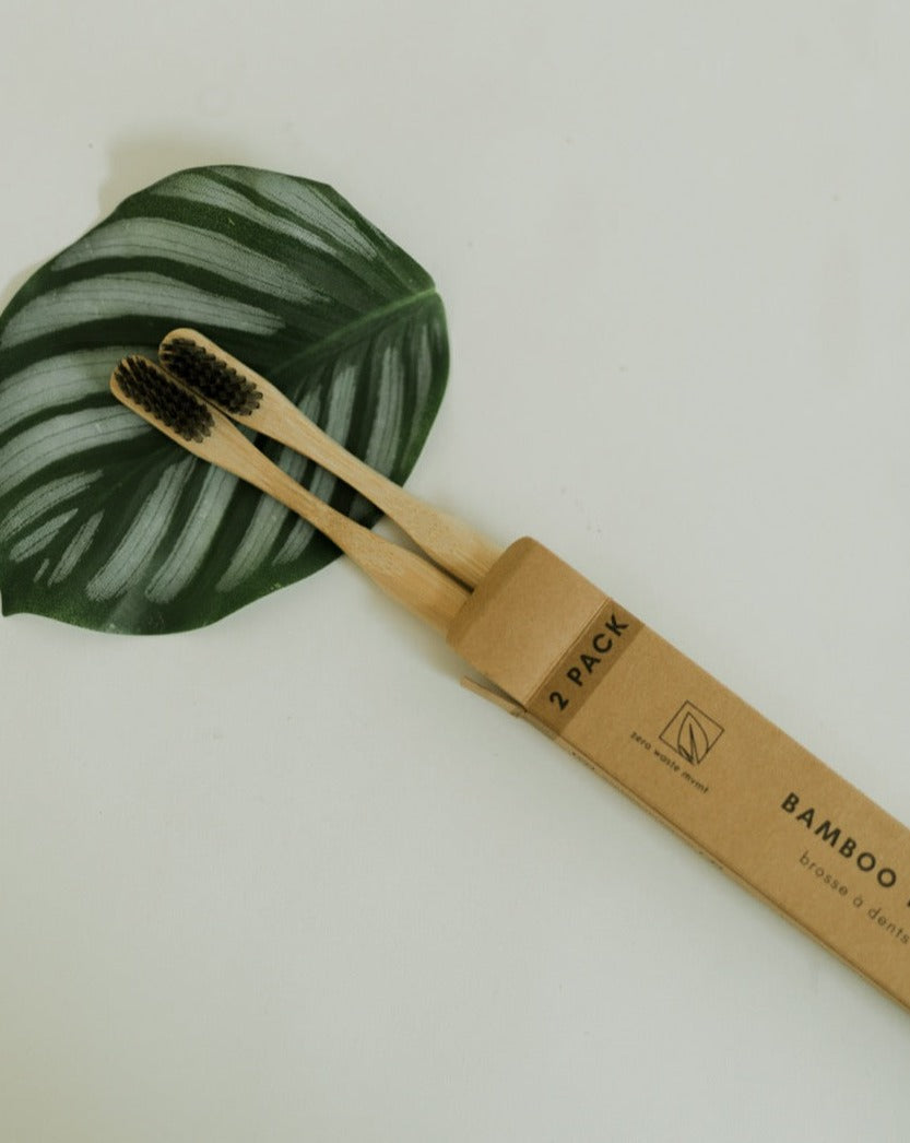 2 Pack Bamboo Toothbrush – Eco-Friendly, Soft Charcoal Bristles, Sustainable Oral Care