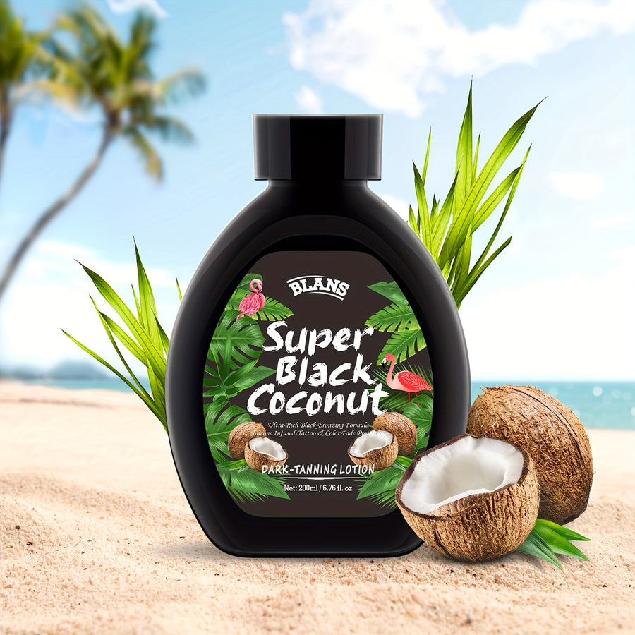 6.76oz/200ml Super Black Coconut Dark Tanning Lotion, Fast-Acting, Long-Lasting Rich Black Tan, Skin Toning, Hydrating Formula, Immediate Results For Sun-kissed Glow