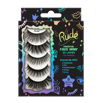 RUDE Essential Faux Mink 3D Lashes 5 Variety Pack - Surprise Me - Free Shipping