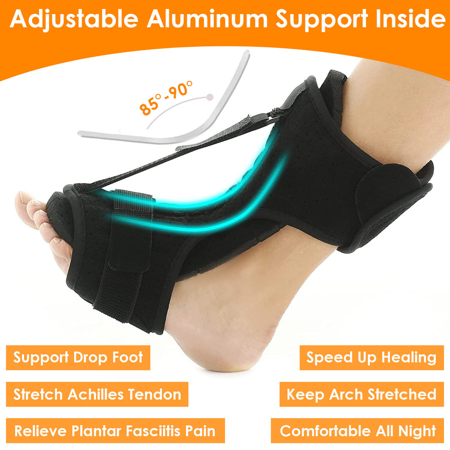 Plantar Fasciitis Night Splint Adjustable Foot Orthotic Brace Support Achilles Tendonitis Ankle Pain Relief Hard Spiky Massage Ball 2 Arch Support Ban