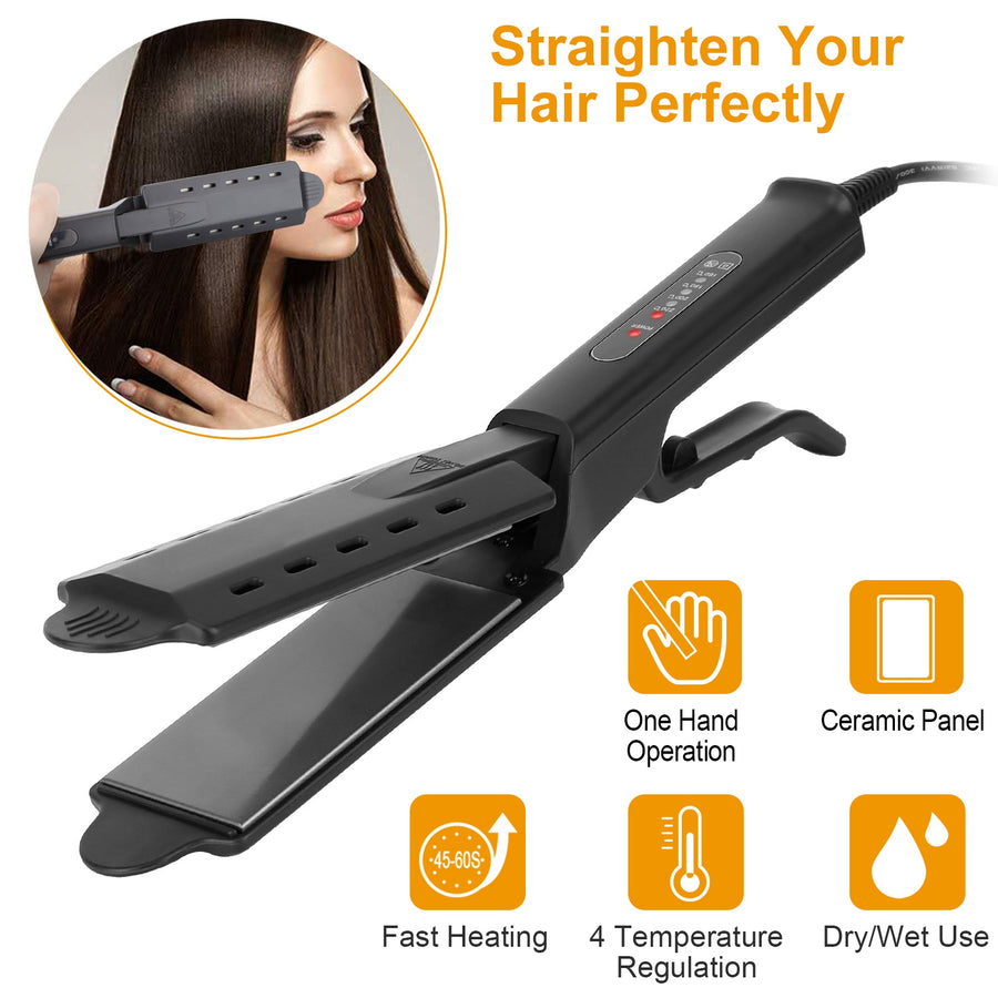 Electric Hair Straightener 4 Temperature Scissor Ceramic Flat Iron Wet Dry Use Bangs Splint Glider Hair Clip Straightener