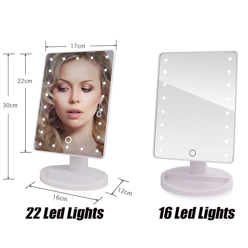 LED Lights Touch Screen Makeup Mirror 22