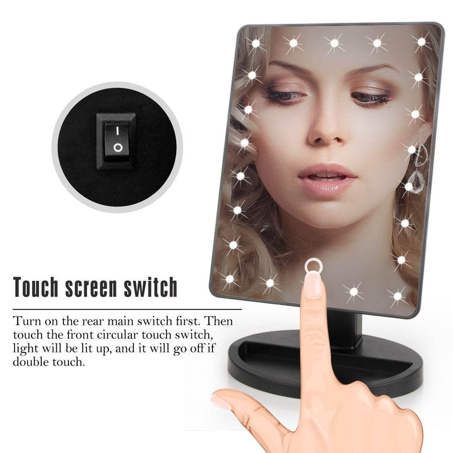 LED Lights Touch Screen Makeup Mirror 22