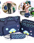 4Pcs Diaper Bag Tote Set Baby Napping Changing Bag Shoulder Mummy Bag with Diaper Changing Pad