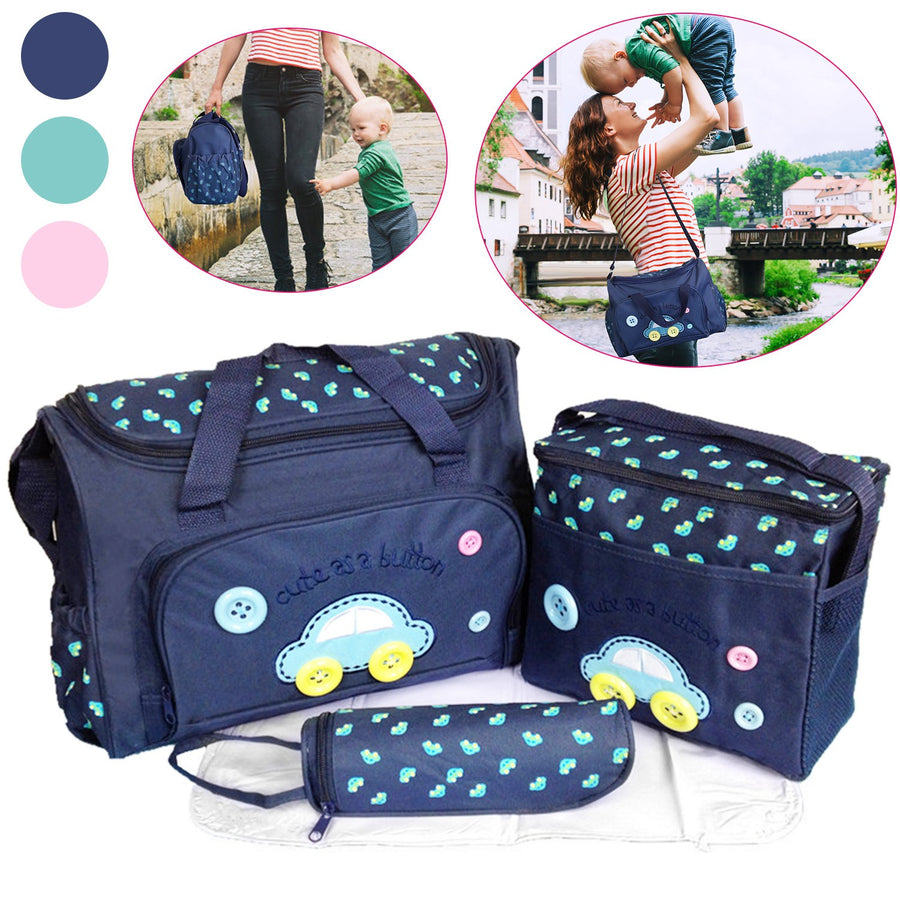 4Pcs Diaper Bag Tote Set Baby Napping Changing Bag Shoulder Mummy Bag with Diaper Changing Pad