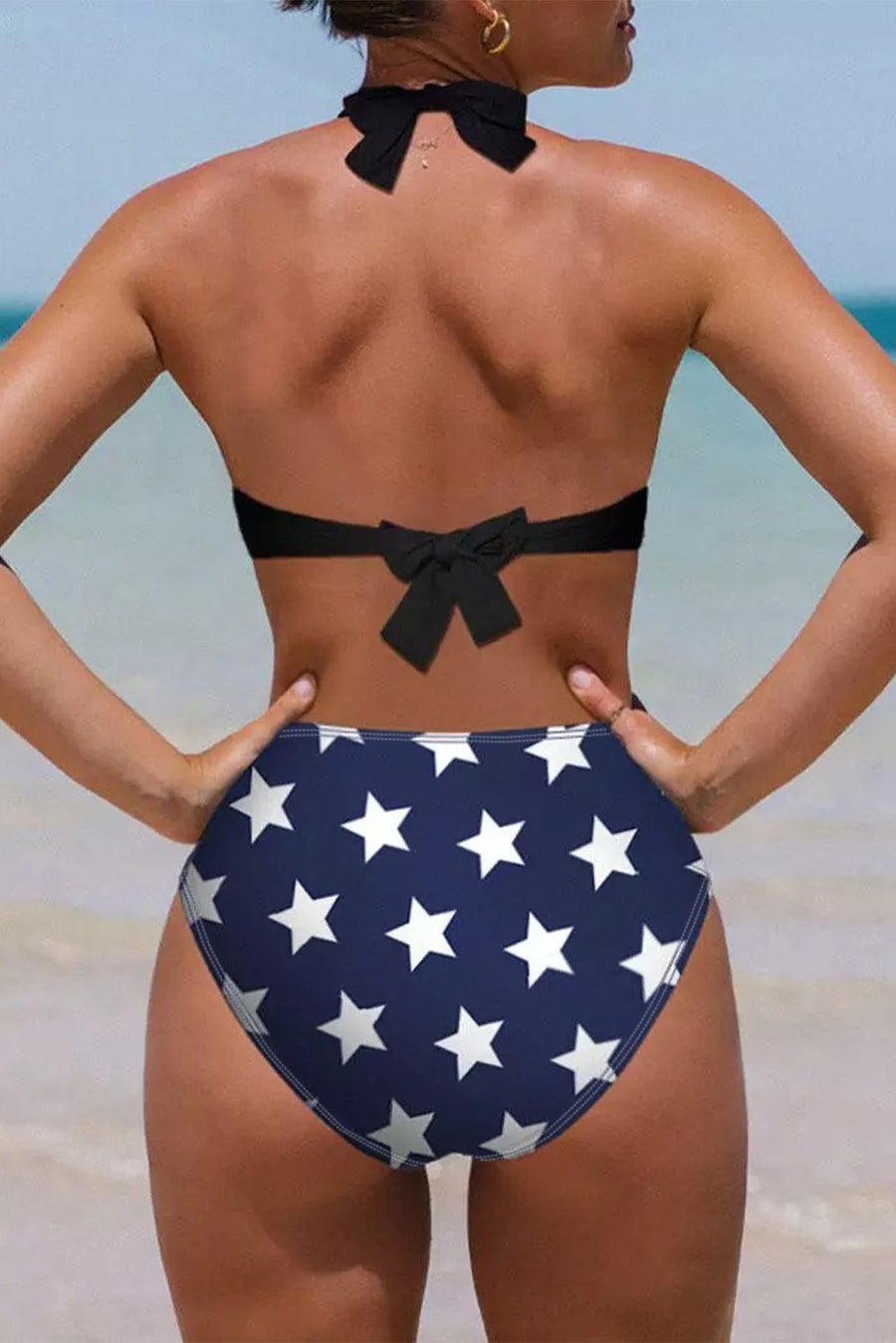 Skin Stars & Stripes American Flag Pattern Patchwork Bikini Swimsuit