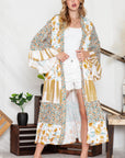 Multicolor Wide Sleeve Mixed Floral Print Long Kimono Effortless Elegance for Every Occasion