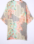 Multicolor Boho Floral Open Front Half Sleeve Kimono Stylish Layering Piece for Bohemian Chic Look