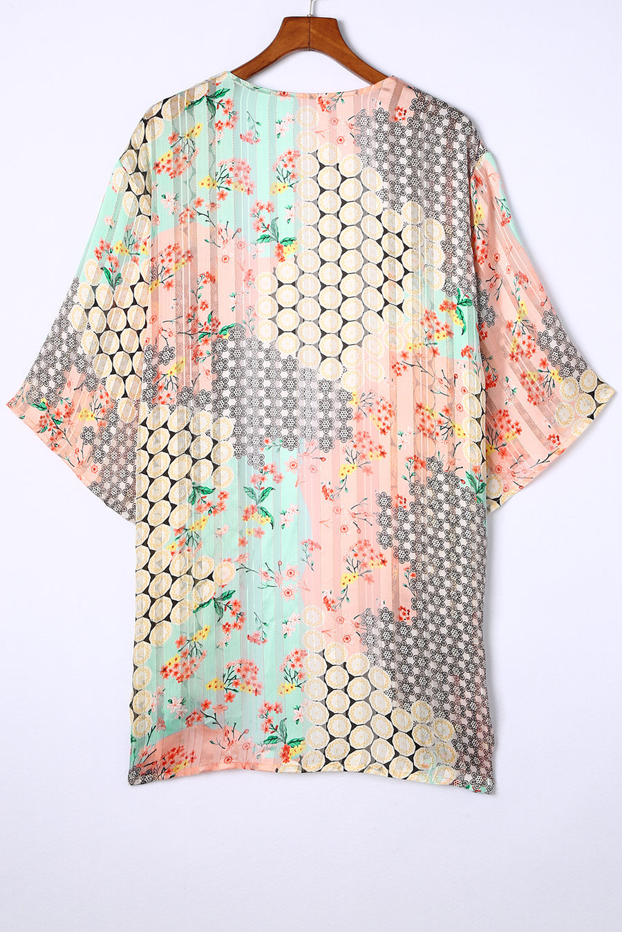 Multicolor Boho Floral Open Front Half Sleeve Kimono Stylish Layering Piece for Bohemian Chic Look