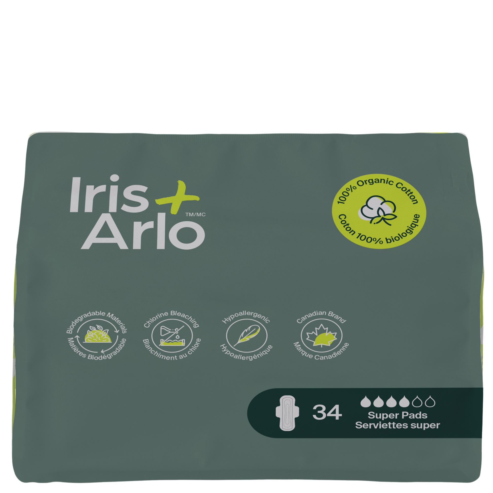 Bulk (34) - 100% Organic Night Pads - Resealable Bag