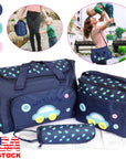 4Pcs Diaper Bag Tote Set Baby Napping Changing Bag Shoulder Mummy Bag with Diaper Changing Pad