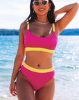 Women's Swimwear Rosy Sexy Color Block Ribbed Two Piece Swimsuit