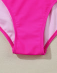 Bright Pink Cut Out Ruffle Crossed One Piece Swimdress