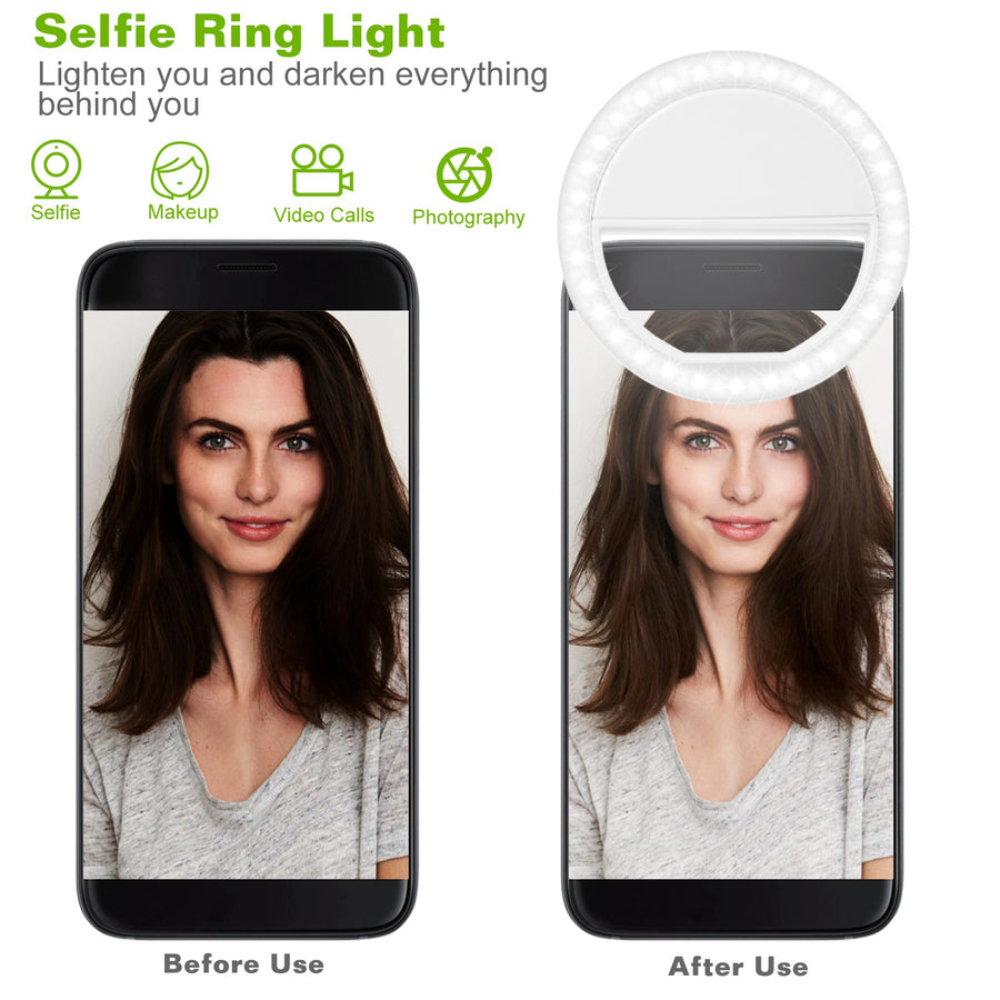 Selfie Ring Light 36 LEDs Ring Fill Light Clip for for iPhone Xs Max/XR Galaxy S10 Plus Tablet