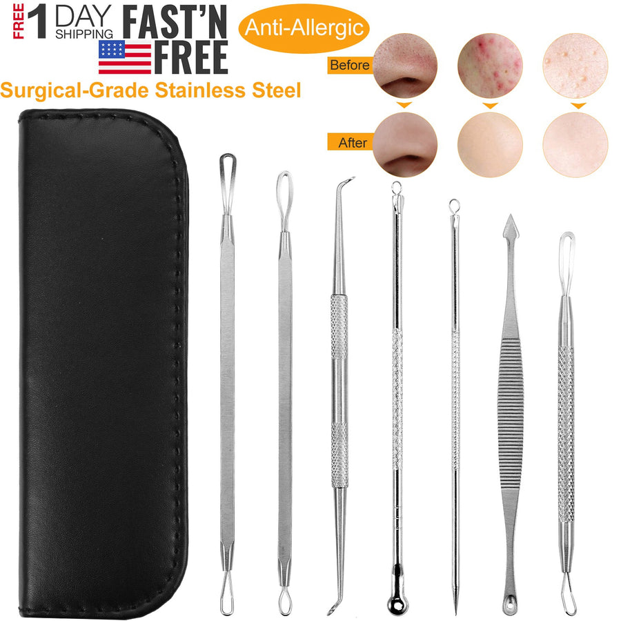 7 Pcs Blackhead Remover Kit Stainless Steel Pimple Comedone Acne Extractor Needle Tools