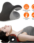 Ergonomic Heated Neck Stretcher Cervical Traction Therapy Pillow with Graphene Heating Pad 3 Gear Temperature Smart Timer Setting USB Plug