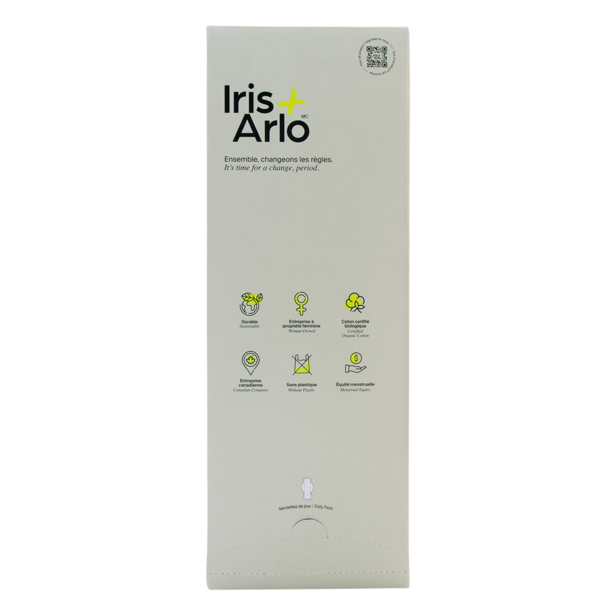 Wall-Mounted Cardboard Dispenser, 100% Organic Cotton Daily Pads