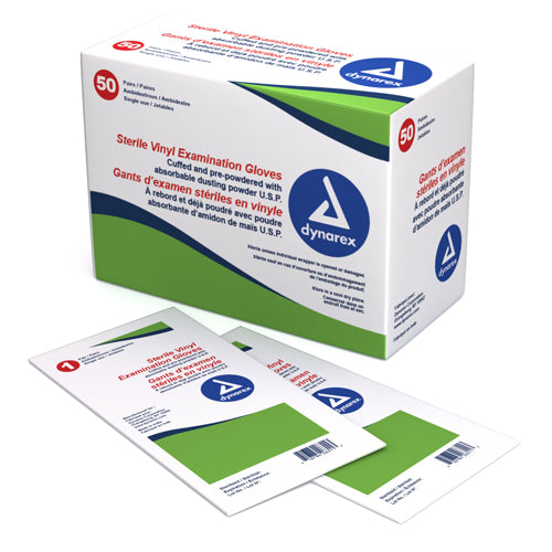 Sterile Vinyl Exam Gloves Small – 50 Pairs per Box