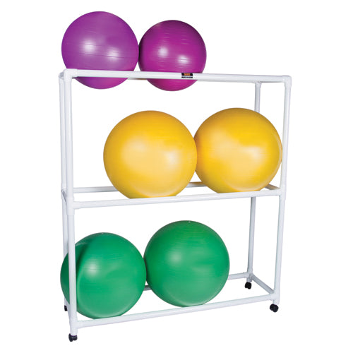 PVC Ball Floor Rack Mobile 3-Shelf with Casters – Exercise & Therapy Ball Storage