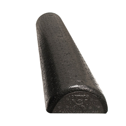 Can Do Foam Roller Black Extra Firm Half-Round – High-Density Exercise & Therapy Roller