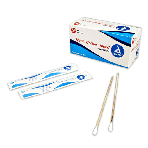 Sterile Cotton Tipped Applicators – 6" Wooden Shaft, Box of 100
