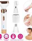 4 In 1 Women Electric Hair Shaver USB Rechargeable Hair Remover Cordless Eyebrow Nose Hair Trimmer Painless Hair Clipper Set for Bikini Leg Wet Dry Us