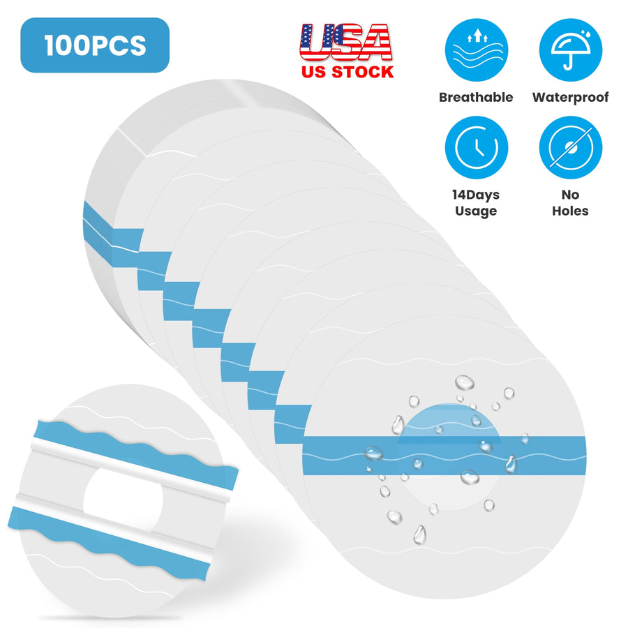 100Pcs Sensor Covers for Libre Waterproof Sweatproof Strong Stick Transparent Invisible Adhesive Patches No Glue Hole On The Center Long Lasting Tape