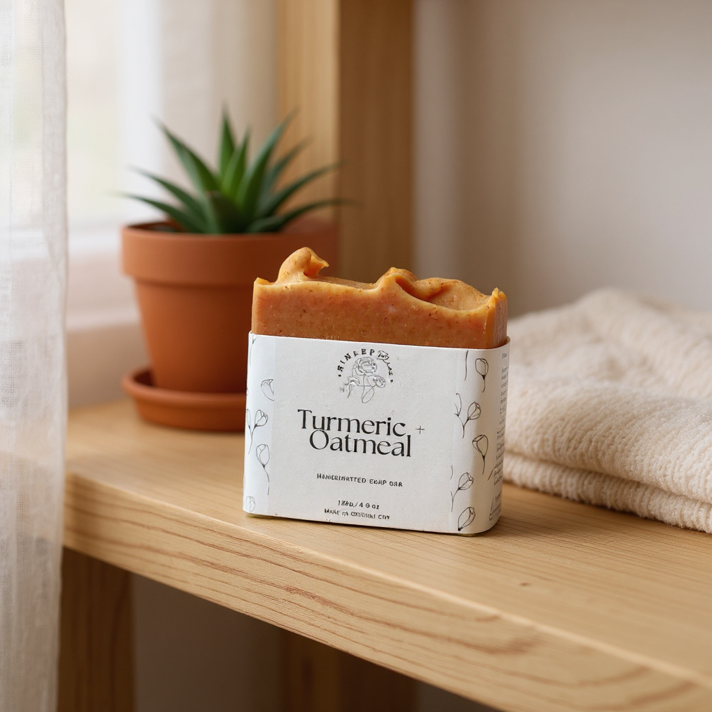 Turmeric + Oatmeal Soap – Soothing, Exfoliating & Brightening, 140g