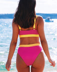 Women's Swimwear Rosy Sexy Color Block Ribbed Two Piece Swimsuit