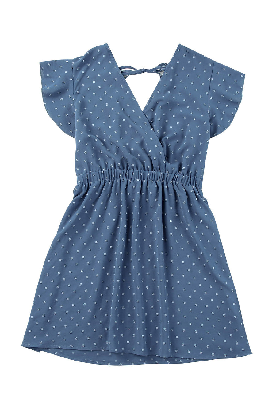 Skin Help Zone Women's Sky Blue Swiss Dot V Neck Wrap Beach Dress