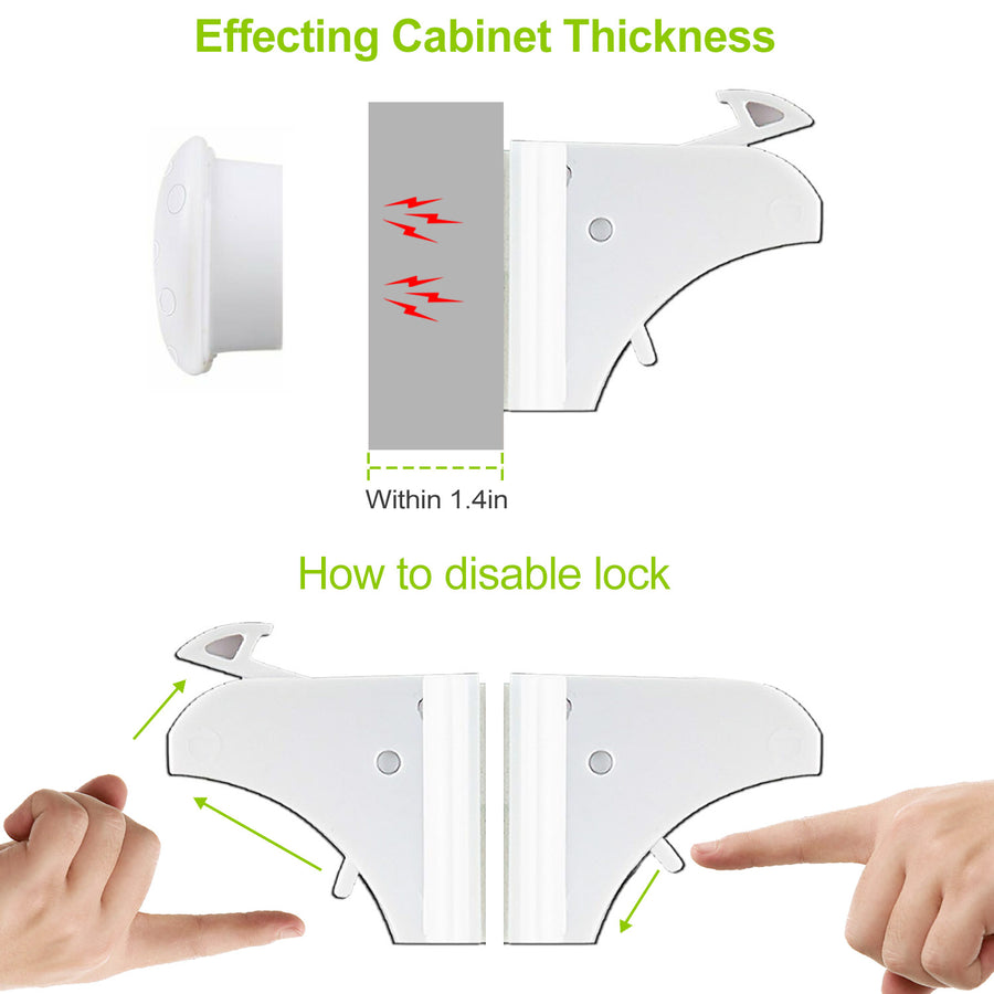 4Pcs Magnetic Cabinet Locks Child Safety Drawer Locks Adhesive Baby Proof Cabinets Latches Kit