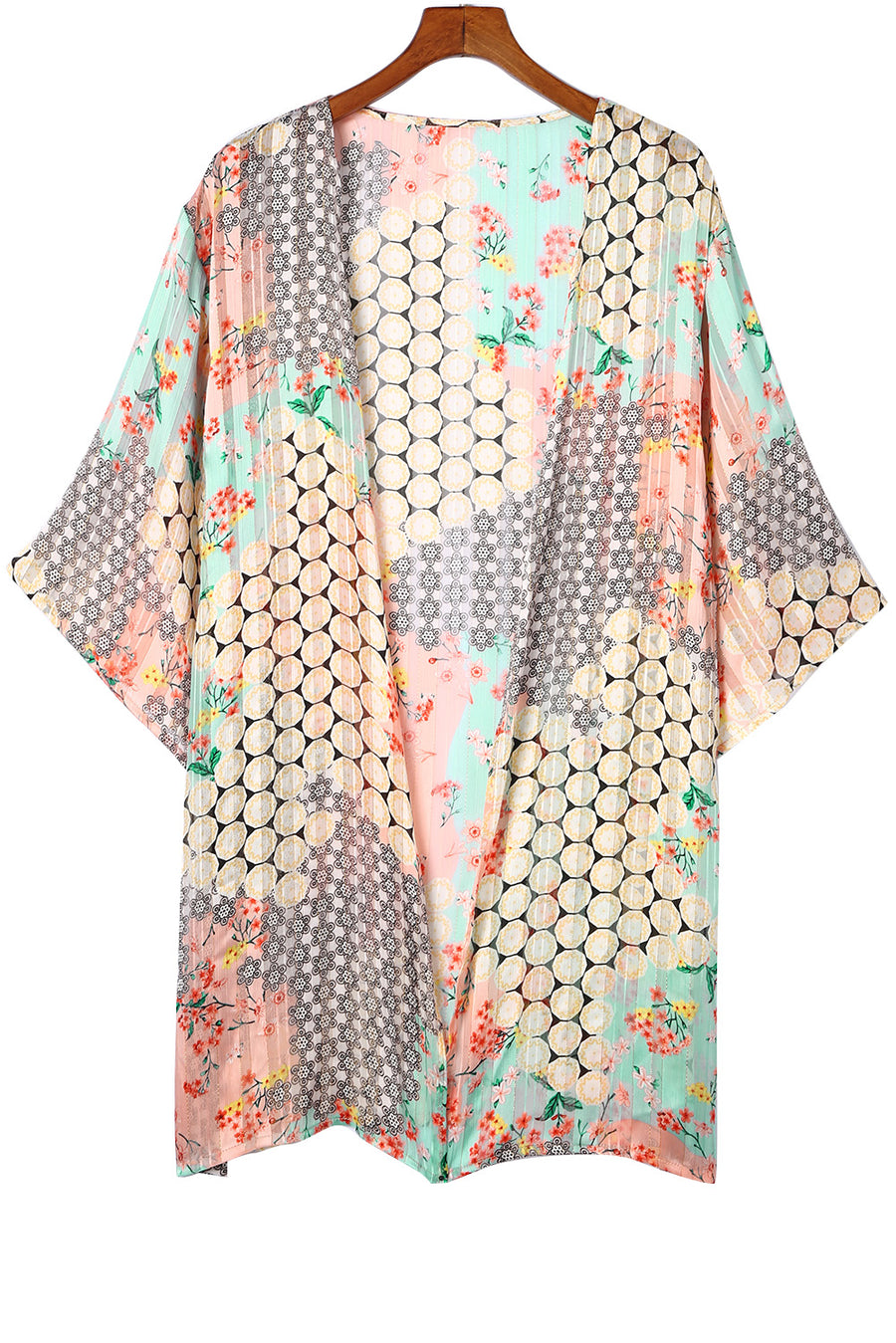 Multicolor Boho Floral Open Front Half Sleeve Kimono Stylish Layering Piece for Bohemian Chic Look