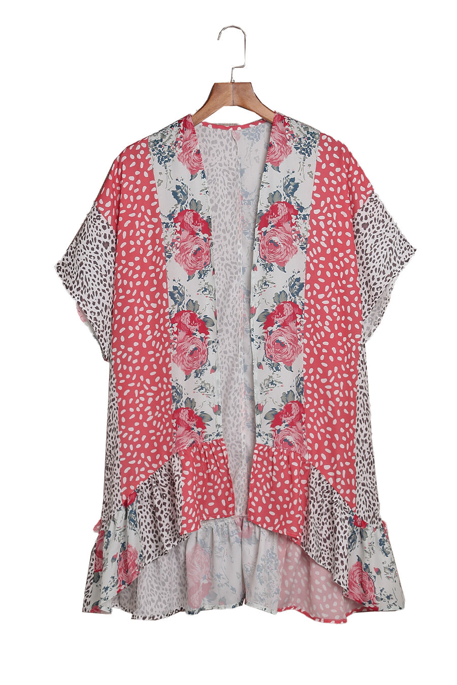 Wild Rose Bohemian Floral Animal Print Kimono Cover Up