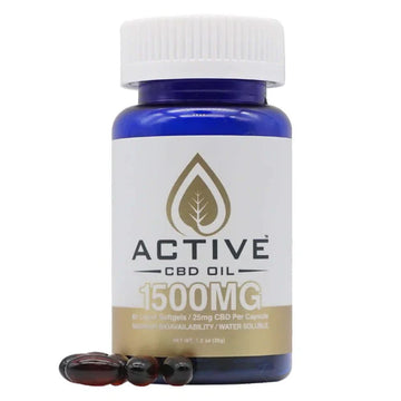 CBD Active 60 ct Capsules - Water Soluble - 25mg/Capsule - 1,500mg/bottle - Free Shipping