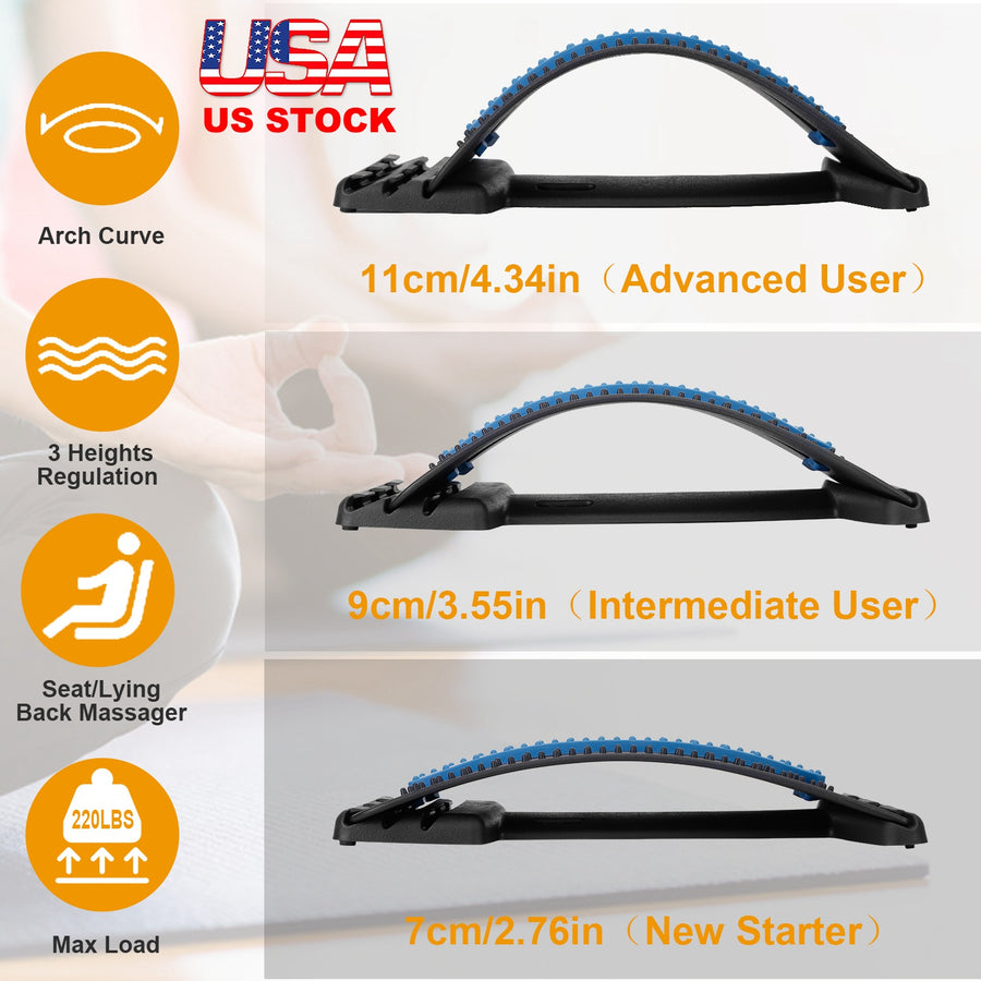 Back Massage Stretching Device Multi-Level Lumbar Spinal Support Stretcher Herniated Disc Upper Lower Back Pain Relief