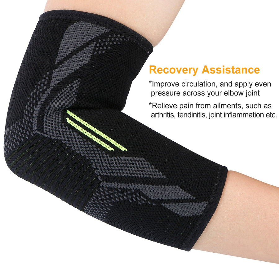 Elbow Support Brace Compression Sleeve Adjustable Arm Support Wrap Guard Bandage Arm Band for Tendinitis Arthritis Bursitis Treatment Workouts Weightl