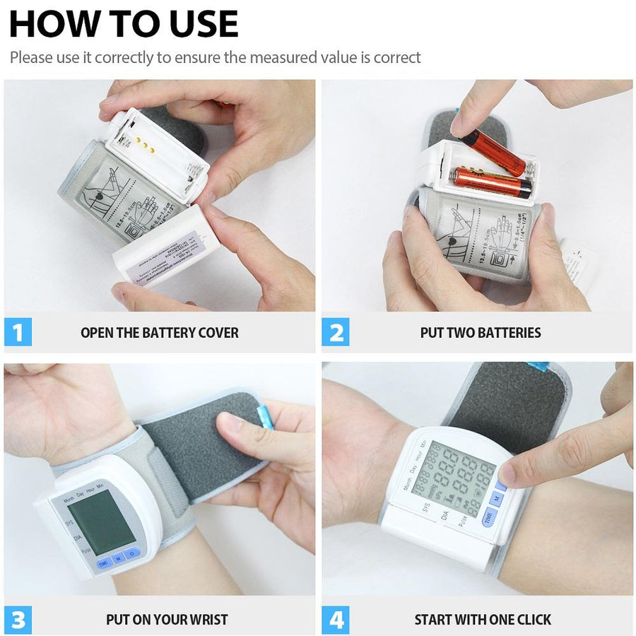 Digital Wrist Blood Pressure Monitor For Measuring Arterial Pressure