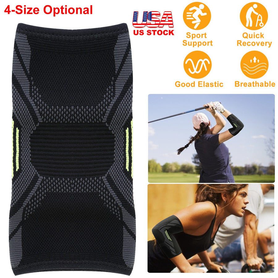 Elbow Support Brace Compression Sleeve Adjustable Arm Support Wrap Guard Bandage Arm Band for Tendinitis Arthritis Bursitis Treatment Workouts Weightl