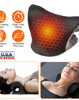 Ergonomic Heated Neck Stretcher Cervical Traction Therapy Pillow with Graphene Heating Pad 3 Gear Temperature Smart Timer Setting USB Plug