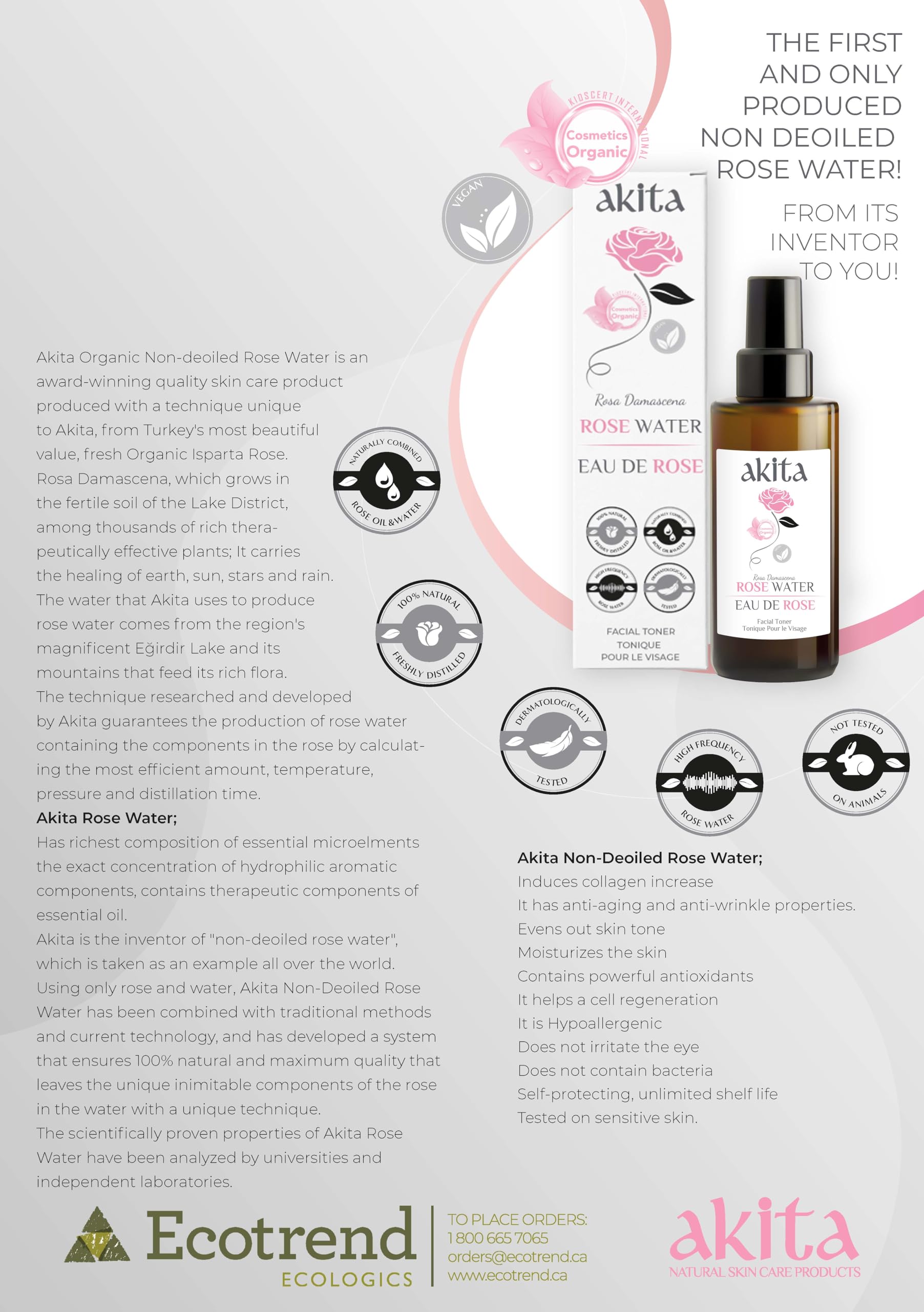 Akita - All Natural Rose Water, 100ml