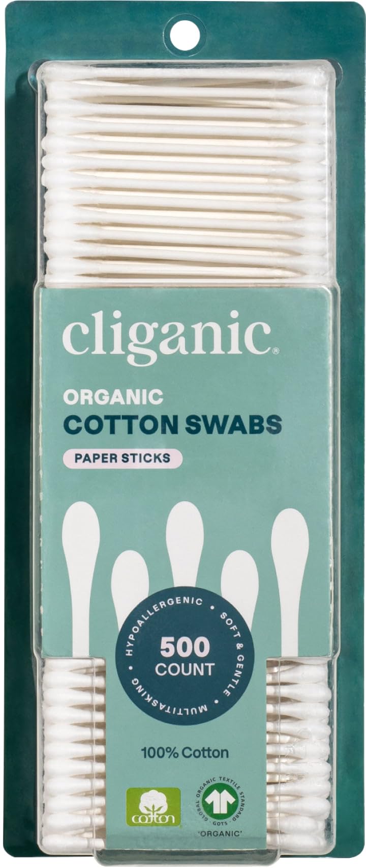Cliganic -  Cliganic - Organic Cotton Swabs, 500ct