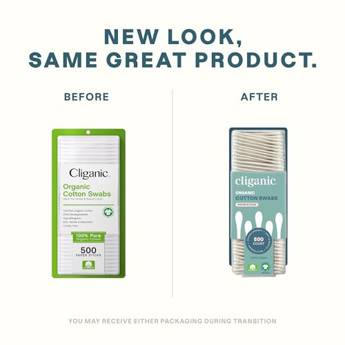 Cliganic -  Cliganic - Organic Cotton Swabs, 500ct