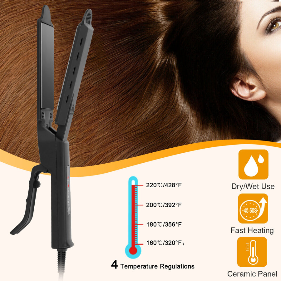 Electric Hair Straightener 4 Temperature Scissor Ceramic Flat Iron Wet Dry Use Bangs Splint Glider Hair Clip Straightener