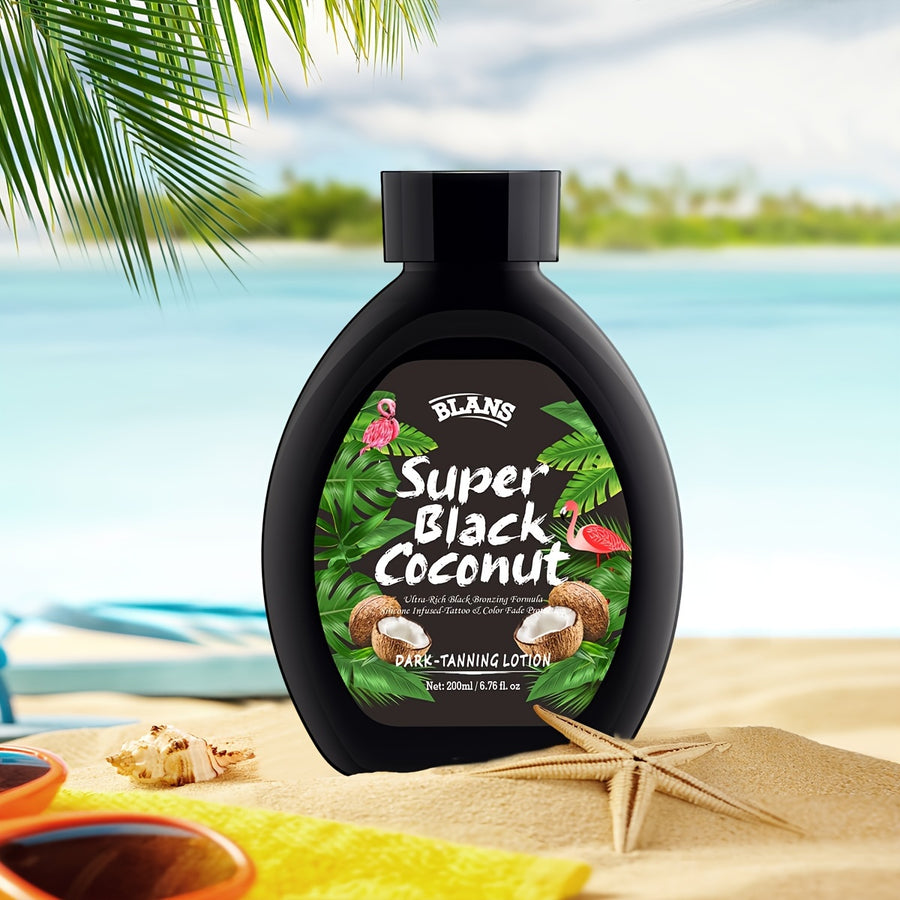 6.76oz/200ml Super Black Coconut Dark Tanning Lotion, Fast-Acting, Long-Lasting Rich Black Tan, Skin Toning, Hydrating Formula, Immediate Results For Sun-kissed Glow