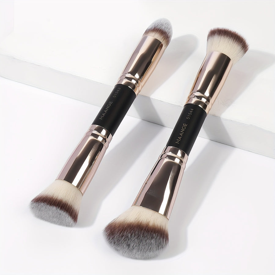 2pcs, Dual Head Makeup Brush Set Foundation Brush Blush Brush Face Brush Loose Powder Brush Makeup Tools