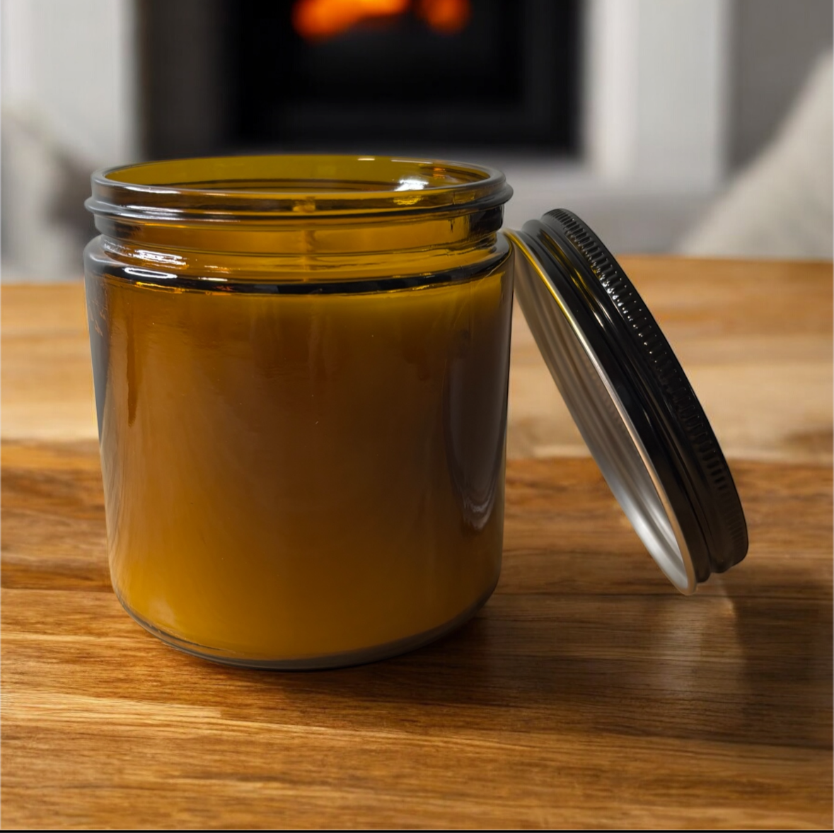 16oz Amber Jar Soy Candle – Hand-Poured, Non-Toxic, Long-Burning
